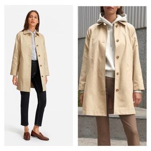 Everlane Neutral Classic Contemporary Minimalist The Mac Button Long Coat